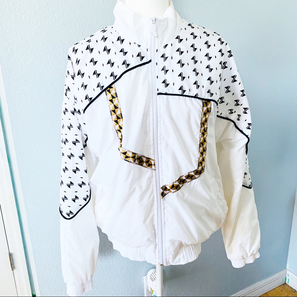 Vintage Reebok 80’s Geometric on White Windbreaker